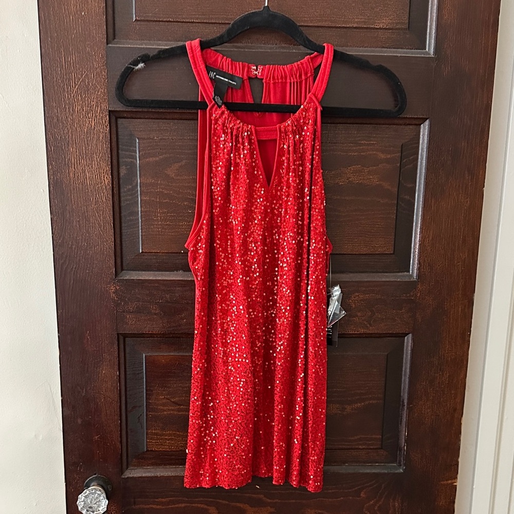 INC International Concepts Red Sequin Top